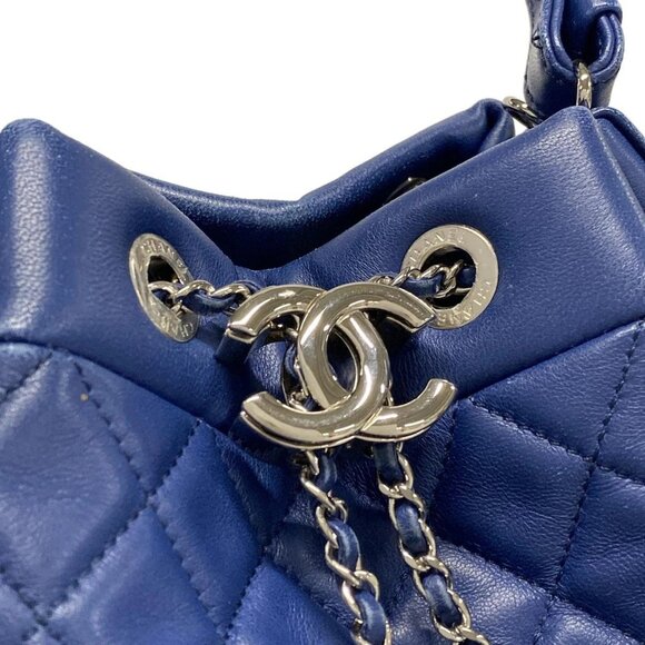 Auth CHANEL Matelasse A91273 Blue Lambskin Handbag - Picture 10 of 15